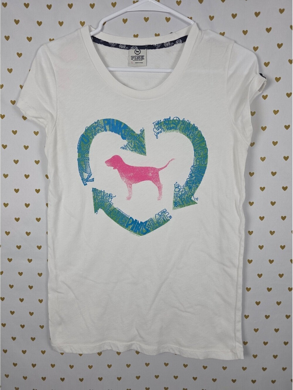 Victorias Secret PINK Vintage Dog RECYCLE Tee shirt Y2K LARGE